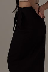 Lolah Wrap Midi Skirt in Black