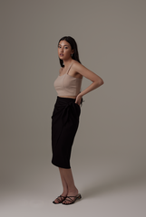 Lolah Wrap Midi Skirt in Black
