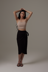 Lolah Wrap Midi Skirt in Black