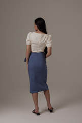 Lolah Wrap Midi Skirt in Denim Blue