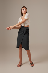 Lolah Wrap Midi Skirt in Forest
