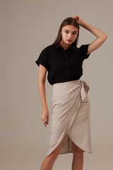 Lolah Wrap Midi Skirt in Taupe