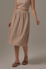 Phoebe Ribbed Skirt in Camel