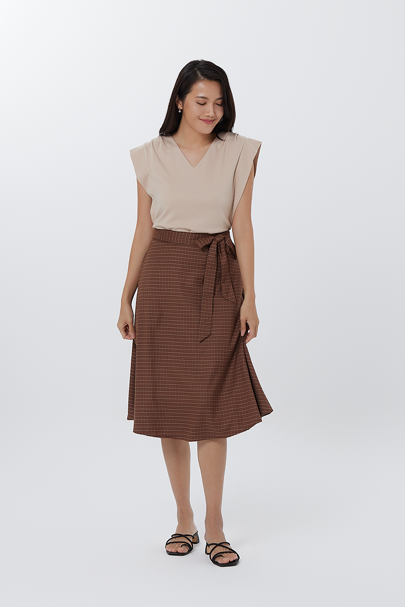Kasarin Checkered Skirt in Chocolate