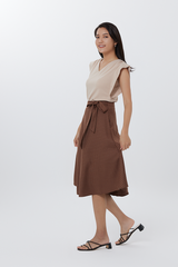Kasarin Checkered Skirt in Chocolate