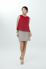 Clarissa Box Pleat Plaid Skirt in Khaki