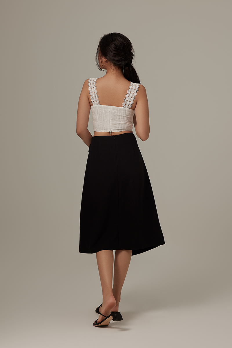 Jerlin Ruched Wrap Skirt in Black