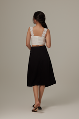 Jerlin Ruched Wrap Skirt in Black