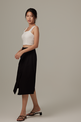 Jerlin Ruched Wrap Skirt in Black