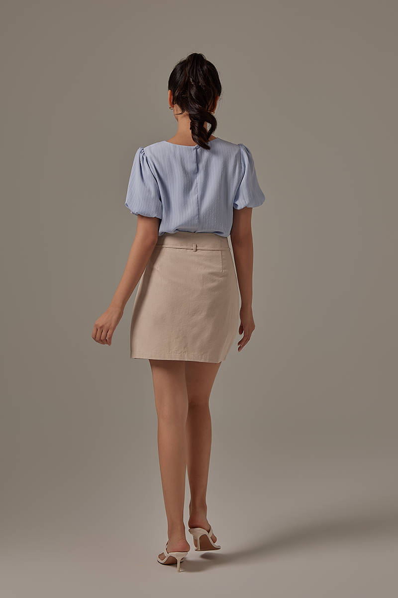 Nadine Pleated Skirt in Almond