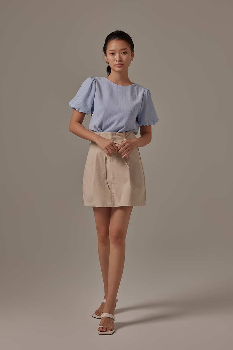 Nadine Pleated Skirt in Almond