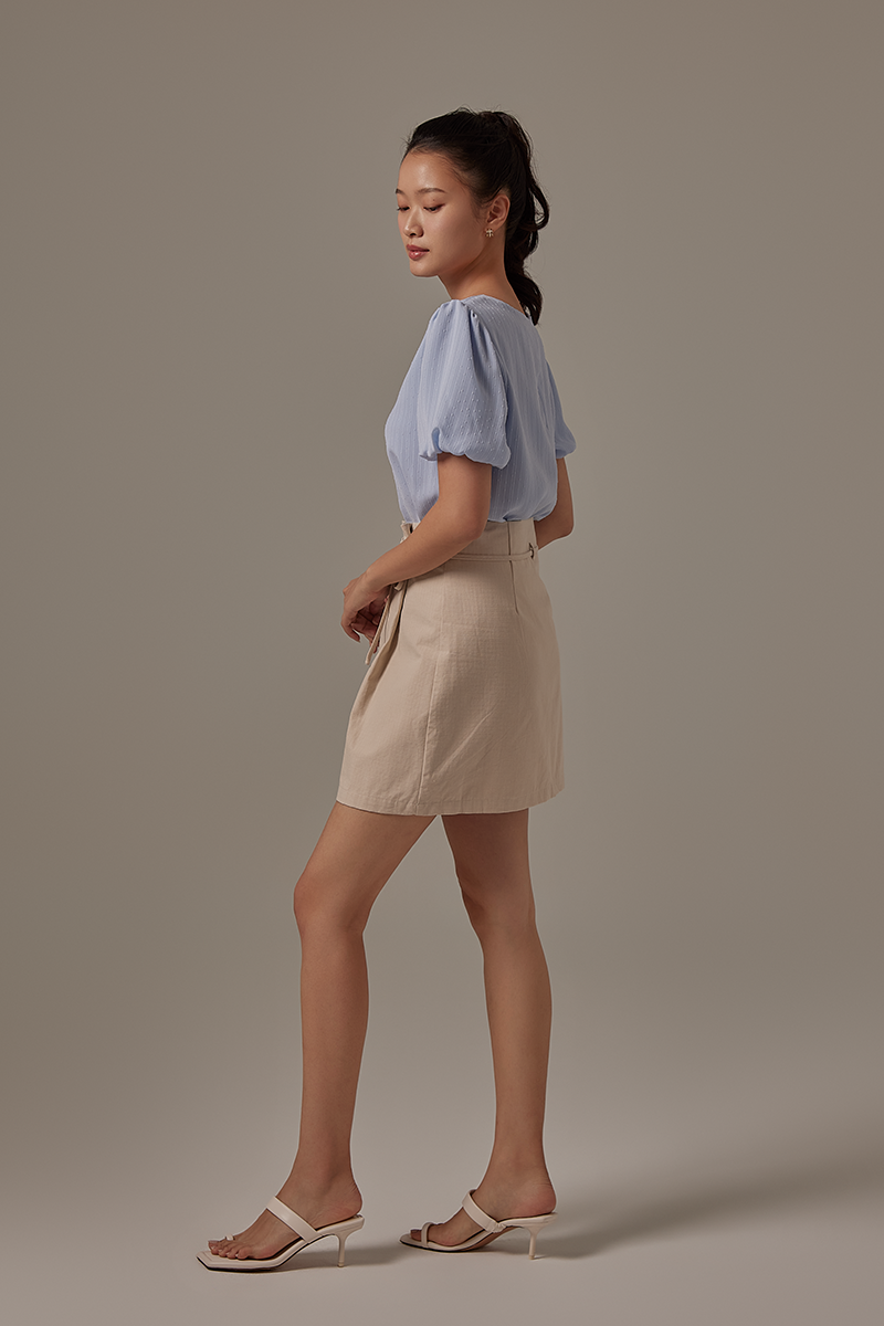 Nadine Pleated Skirt in Almond