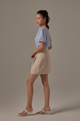 Nadine Pleated Skirt in Almond