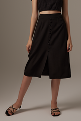 Sharmine Front Slit Skirt in Black