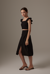 Sharmine Front Slit Skirt in Black