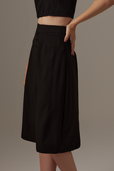 Sharmine Front Slit Skirt in Black