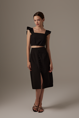 Sharmine Front Slit Skirt in Black