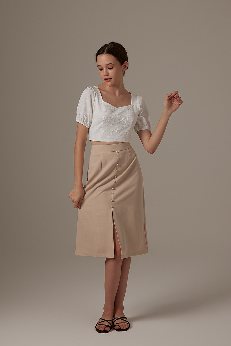 Sharmine Front Slit Skirt in Khaki
