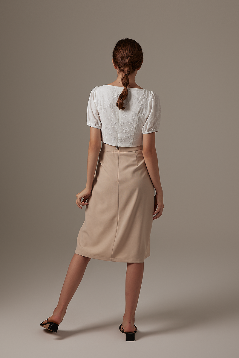 Sharmine Front Slit Skirt in Khaki
