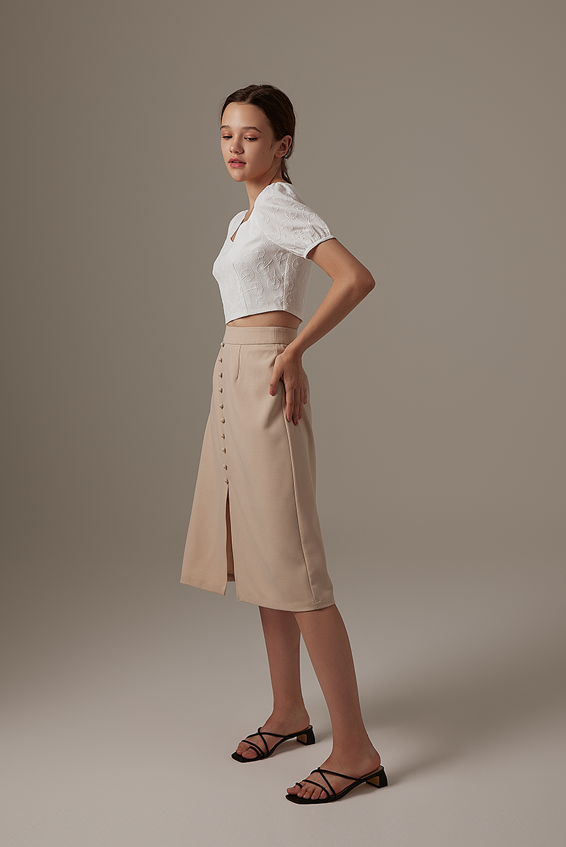 Sharmine Front Slit Skirt in Khaki