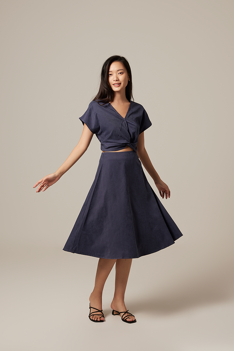 Allie A-line Skirt in Navy Blue