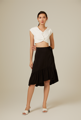 Janisa Ruffle High-Low Skirt in Black