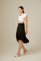 Janisa Ruffle High-Low Skirt in Black