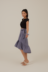 Janisa Ruffle High-Low Skirt in Slate Blue