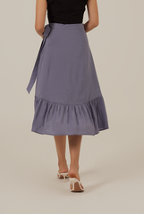 Janisa Ruffle High-Low Skirt in Slate Blue