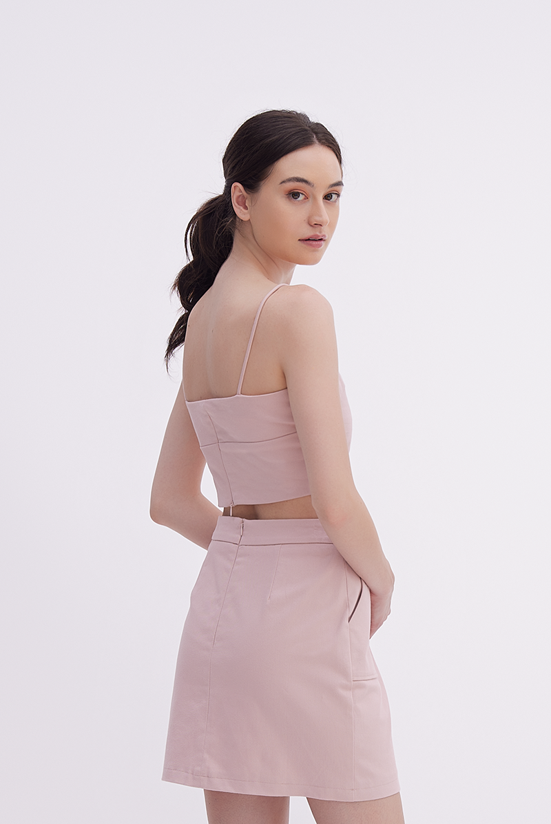 Ava High Waisted Skirt in Dusty Pink