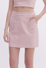 Ava High Waisted Skirt in Dusty Pink