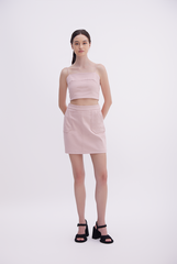Ava High Waisted Skirt in Dusty Pink