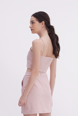 Ava High Waisted Skirt in Dusty Pink