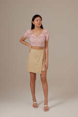 Alva Faux Wrap Skirt in Khaki