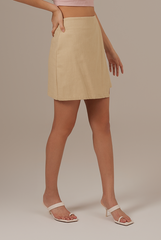 Alva Faux Wrap Skirt in Khaki