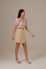 Alva Faux Wrap Skirt in Khaki