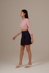 Alva Faux Wrap Skirt in Navy Blue