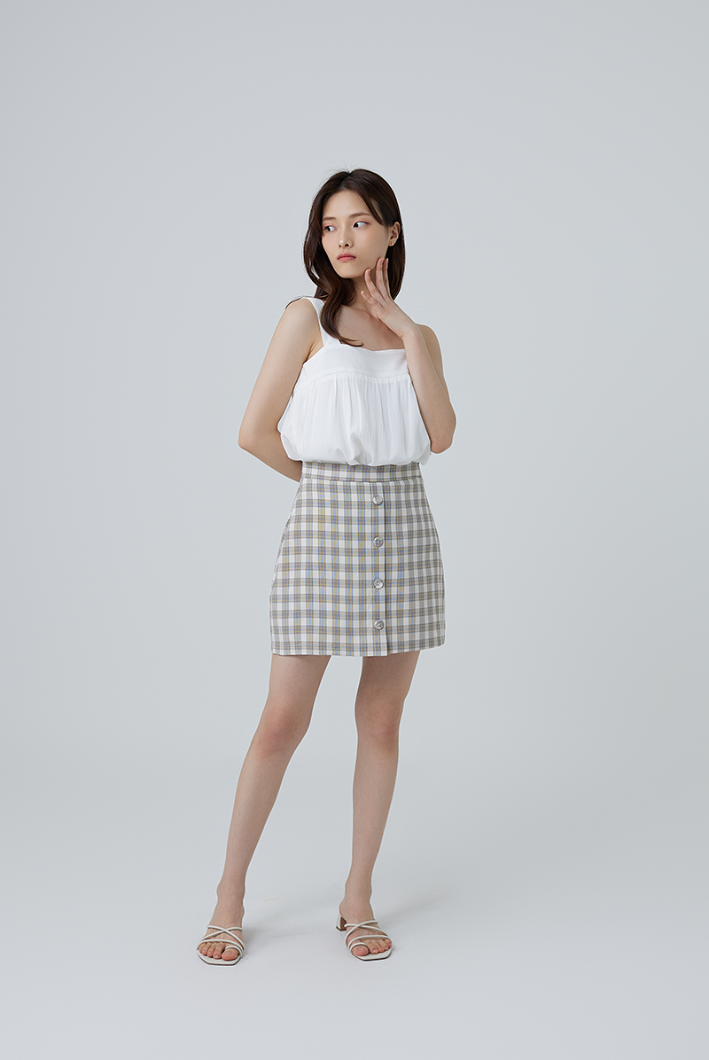 Clarice Plaid A-Line Skirt in Black