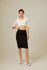 Alba Textured Pencil Skirt in Black