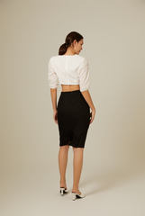 Alba Textured Pencil Skirt in Black