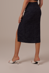 Regine Side Slit Skirt in Navy Blue