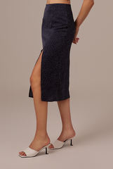 Regine Side Slit Skirt in Navy Blue