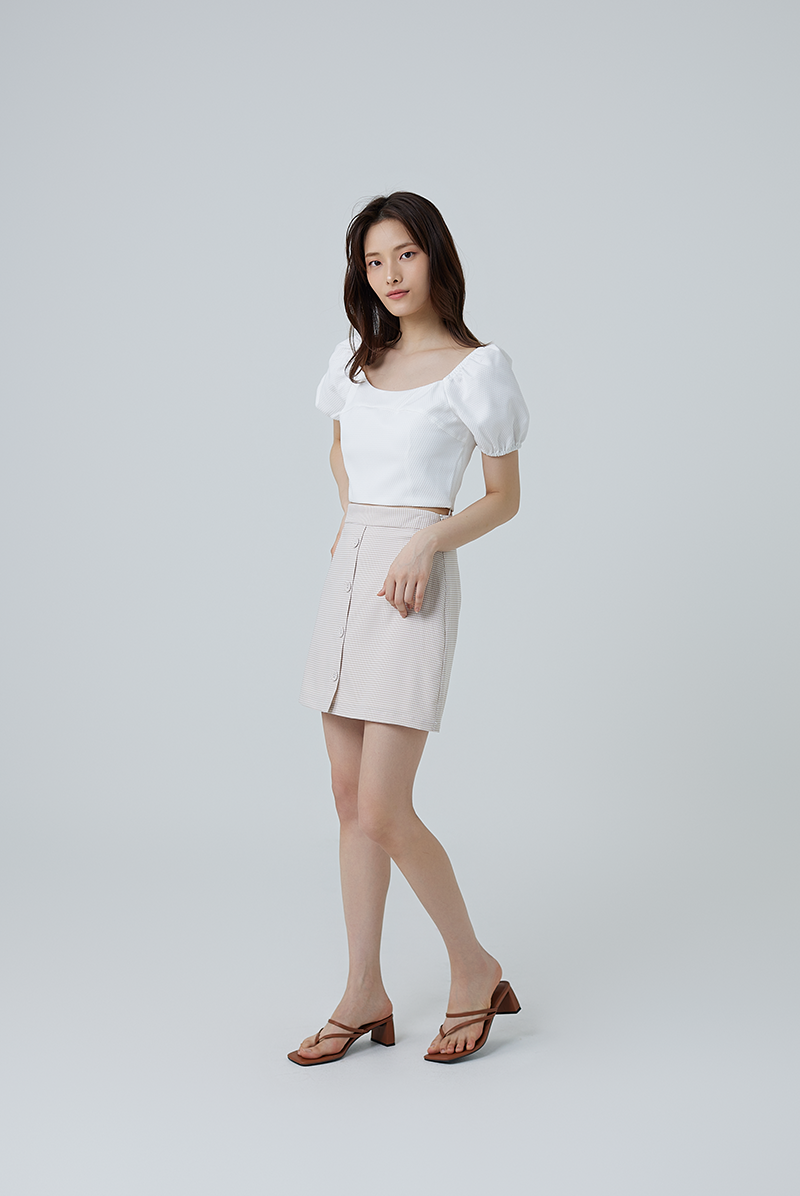 Eberta Gingham A-line Mini Skirt in Ash