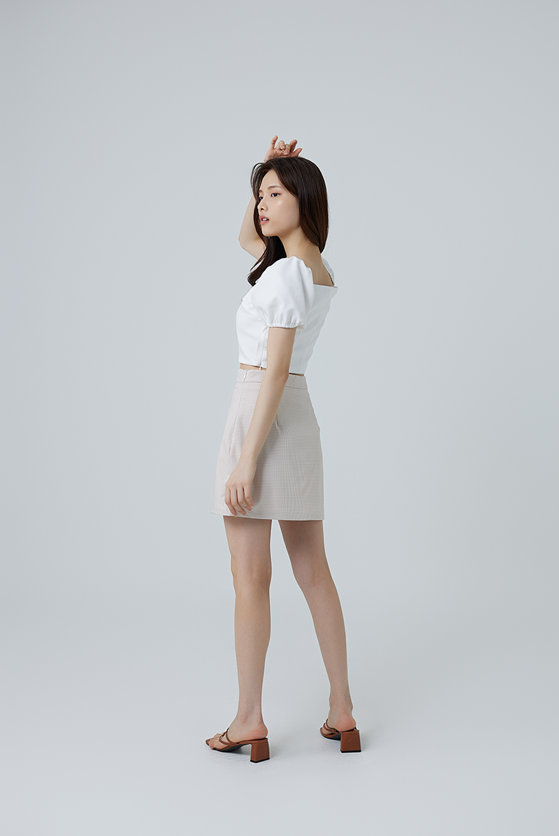 Eberta Gingham A-line Mini Skirt in Ash