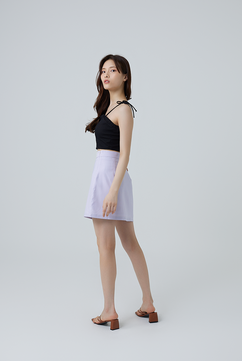 Eberta Gingham A-line Mini Skirt in Light Purple