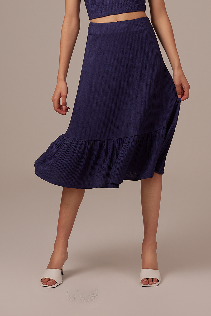 Gabriella Ruffle Skirt in Navy Blue