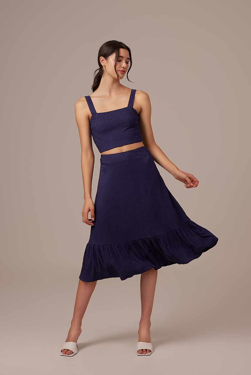 Gabriella Ruffle Skirt in Navy Blue