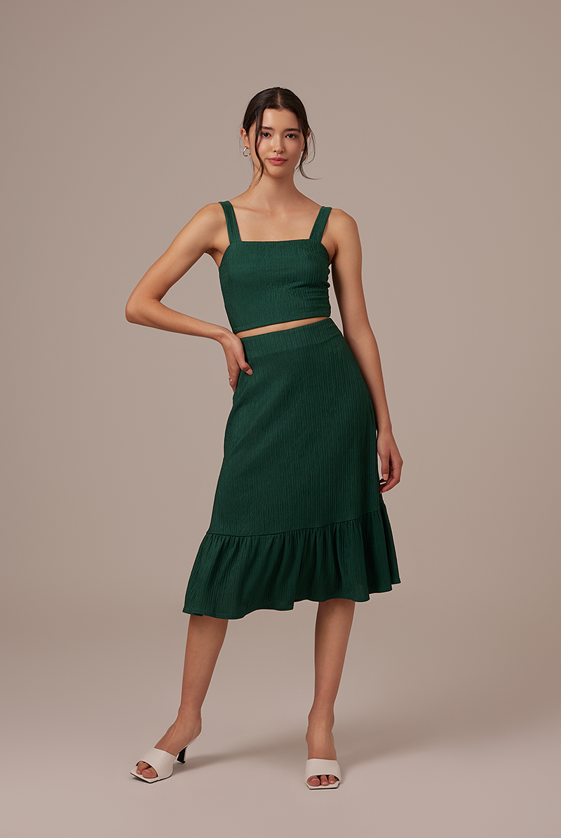 Gabriella Ruffle Skirt in Pine
