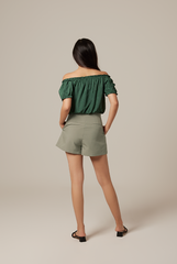 Mira Tailored Shorts in Dusty Green