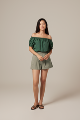 Mira Tailored Shorts in Dusty Green